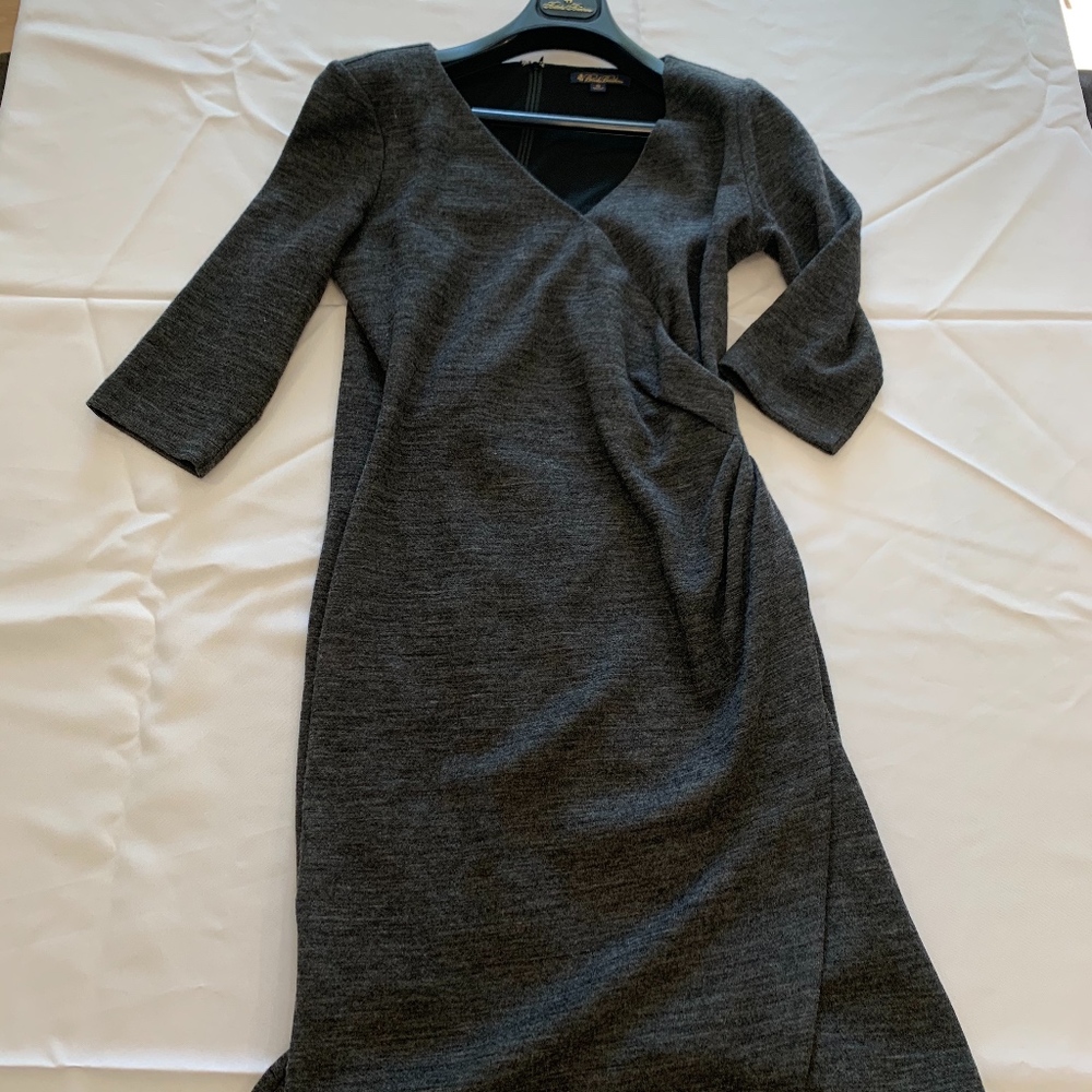 brooks brothers wool faux wrap dress